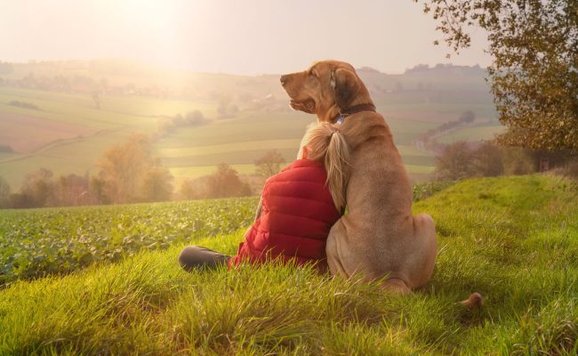 a young girl and her dog